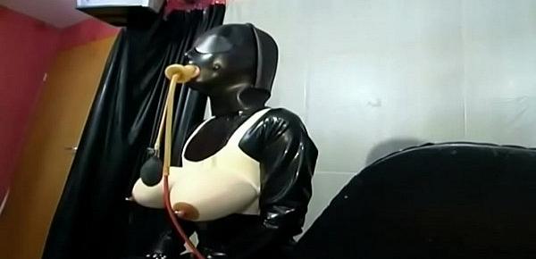 Girl fucks rubber cock - and ORGASMs!