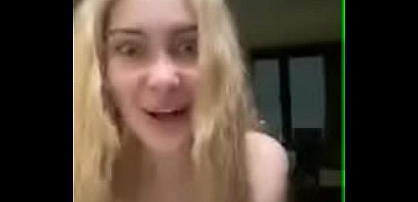 blonde gets excited on periscope