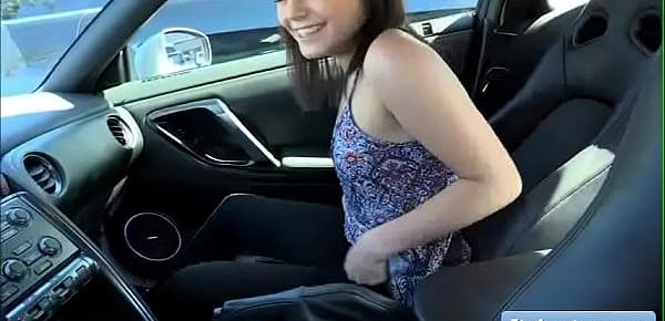 Shining Blonde Gets Licked Her Shaved Cunt by Hunky Driver in Car